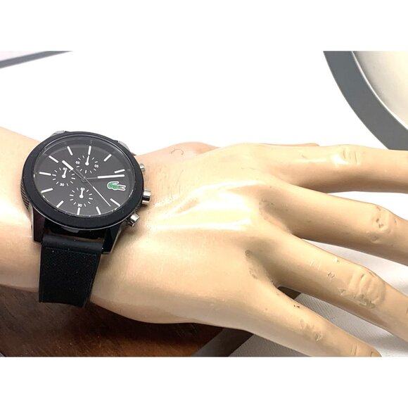 Lacoste Men's Watch 2010972 Quartz Chronograph Black Dial Textured Rubber 44mm - Picture 4 of 13